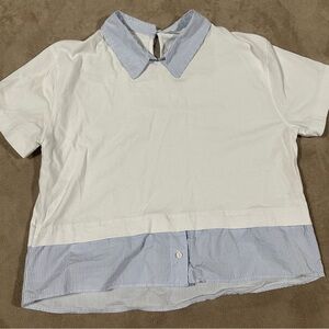 Zara White Shirt with Blue Striped Accents